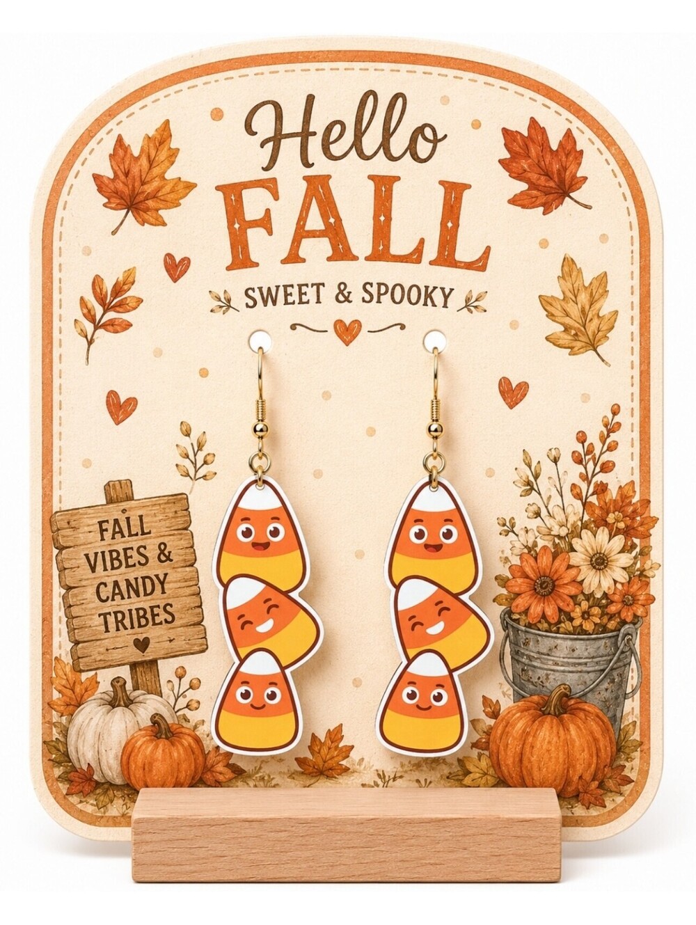 Fun Halloween Thanksgiving Candy Corn Trick-or-treat Hypoallergenic Earrings
